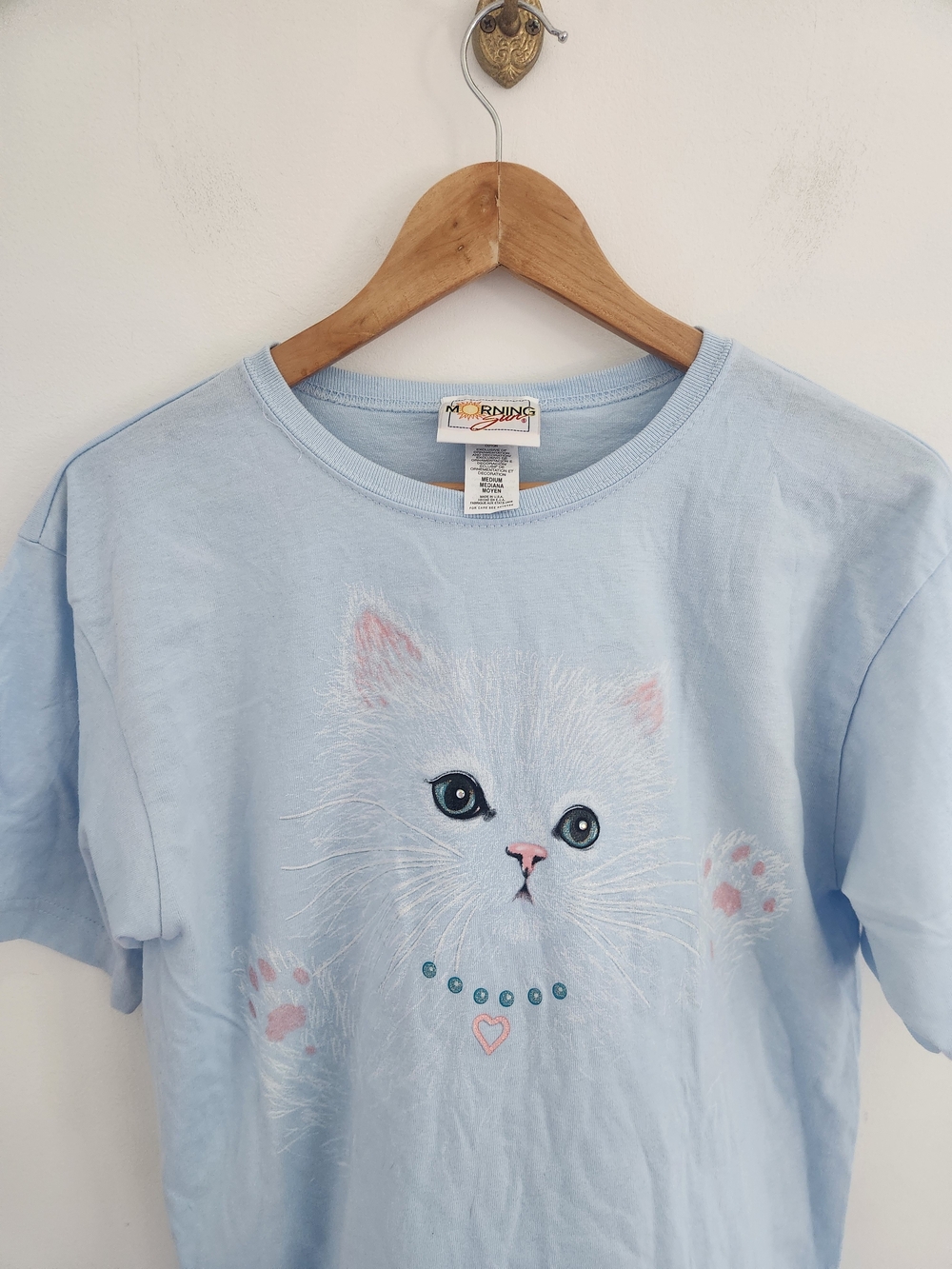 Vintage 90's Cat Graphic Tee Sz Med/Small